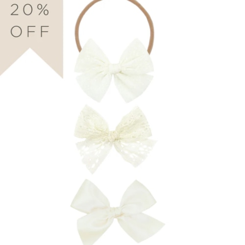 Bow 3 Pack: Cream Headbands
