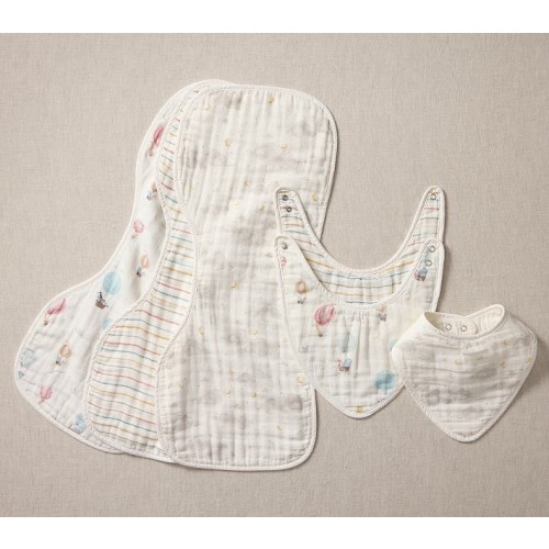 Hot Air Balloon Organic Muslin Bibs & Burp Cloths | Pottery Barn Kids