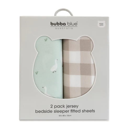 Bubba Blue 2 Pack Fitted Sheet Bedside Sleeper Provincial Olive/Taupe | Baby Bunting AU