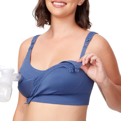 Momcozy Pumping Bra Hands Free, All-in-One Nursing Bras for Breastfeeding & Pumping, Fixed Padding for Enhanced Shape