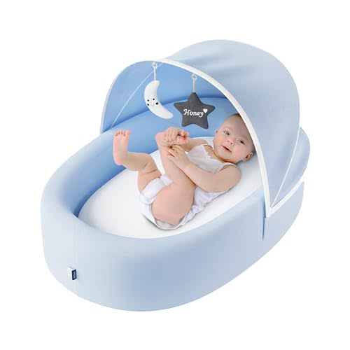 Biliboo Premium Baby Lounger - Must Have Baby Bassinet for Newborn, Infant and Toddler - Baby Nest Lounger - Baby Shower - Baby Registry - Blue