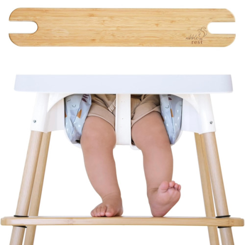 Woodsi Footsi Highchair Footrest for IKEA Antilop, Bamboo Wooden Footrest, Height Adjustable, High Chair Accessories,Suitable Footstool with Rounded Corners