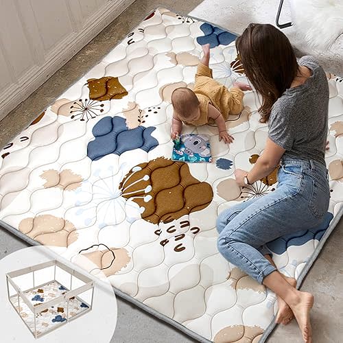 Termichy Baby Play Mat for Floor: 50x50 Thick Foam Padded Playpen Mat for Toddlers and Infants Crawling - Water-Repellent Cushioning Playmats for Tummy Time and Outdoor Playing