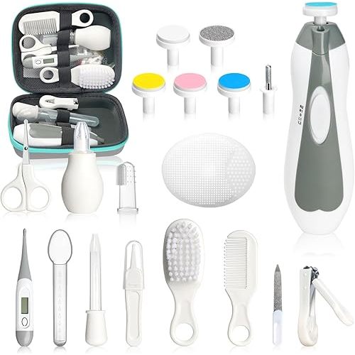 Baby Healthcare and Grooming Kit, Portable Baby Safety Care Set, Baby Essentials kit for Newborn (Grey White 20 in 1)
