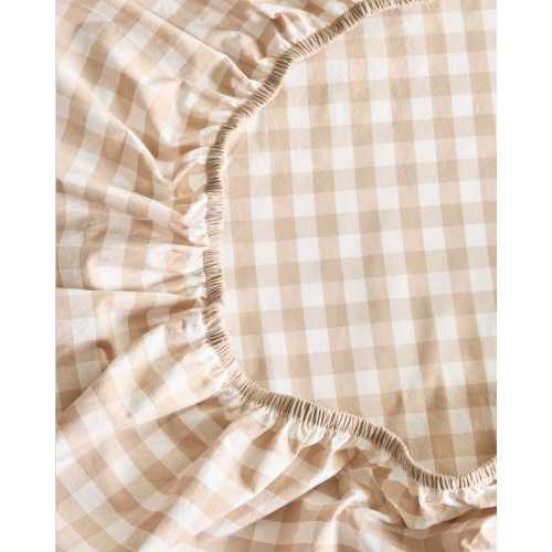 Organic Percale Gingham Crib Sheet 2-Pack in Cafe