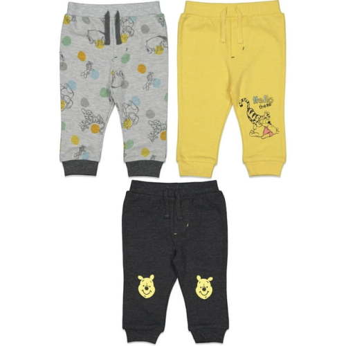 Disney Winnie the Pooh Piglet Tigger Eeyore Infant Baby Boys 3 Pack Jogger Pants Gray/Yellow/White 12 Months