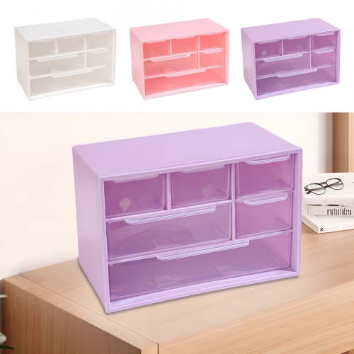 LAMIRO 3 Tier Stackable Storage Drawers Plastic Desk Organizer with 6 Clear Drawers Small Size Box Caddy for Makeup Jewelry Office Craft Supplies