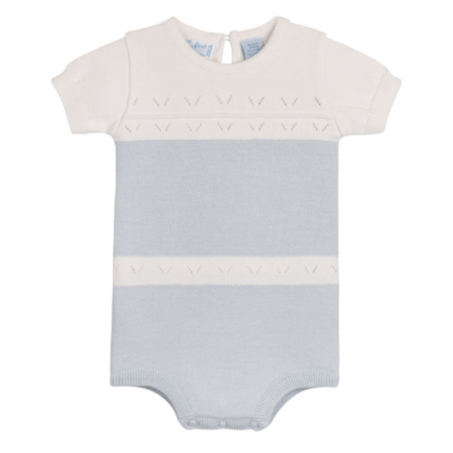 Boys Pointelle Contrast Knit Romper I Baby Rompers | Feltman Brothers