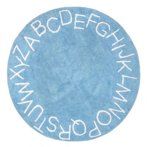 Nuloom Kids Washable Round Alphabet Indoor Area Rug, Blue, 4' Round