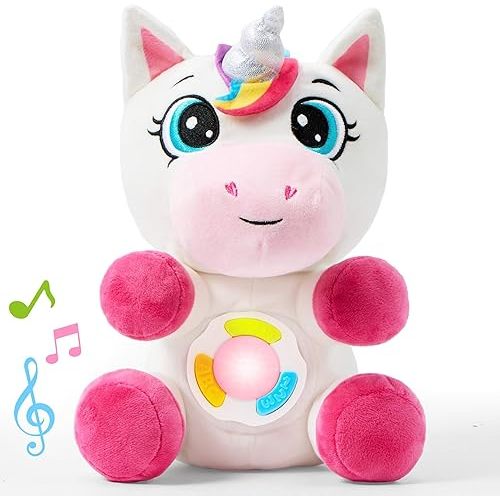 JOYIN Musical Unicorn Plush Baby Toy, Stuffed Animal with Music & Light, Baby Musical Soft Plush Toys for Infant Babies, Christmas Birthday Gifts for Boys and Girls 6+ Months