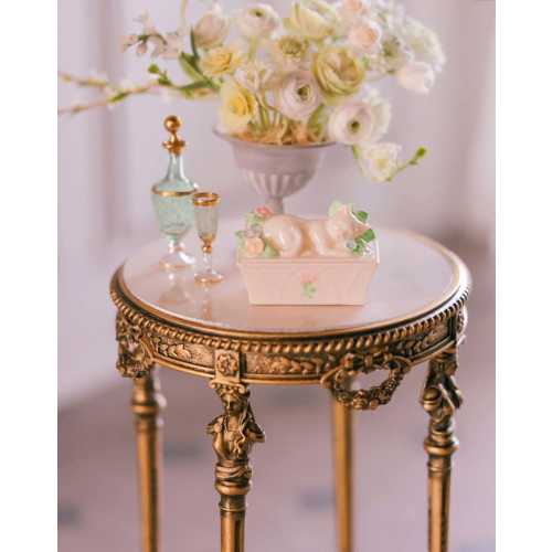 Luxury 1:6 Scale Miniature Round Side Table | French Rococo Style