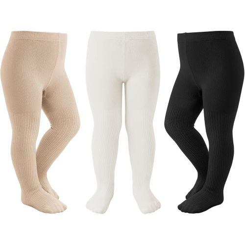 Century Star 3 Pack Baby Girls Cable Knit Tights - Seamless Stretch Waist Leggings for Toddler Infant Daily School Wear 0-6T