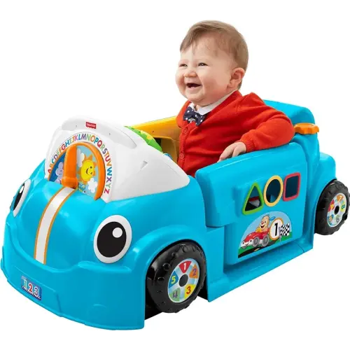 Fisher-Price Laugh & Learn Crawl Around Car, Blue Interactive Play Center with Smart Stages Learning Content for Babies and Toddlers Ages 6 Months and up