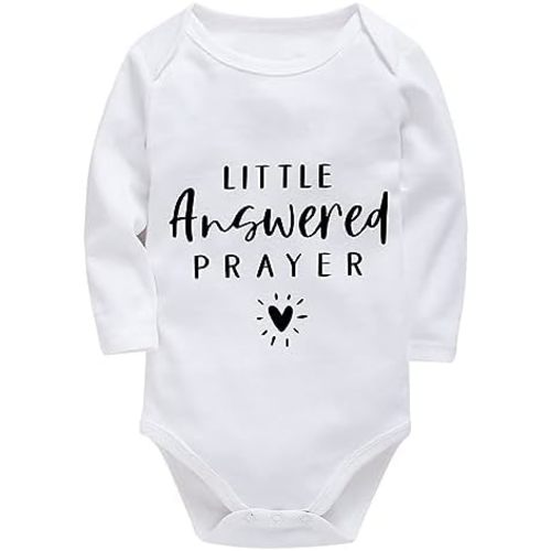 Little Answered Prayer Pregnancy Announcement Baby Romper Long Sleeve Newborn Outfit Baby Clothes