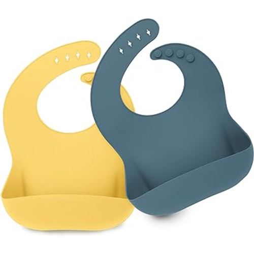 KeaBabies 2-Pack Silicone Bibs (Valiant)