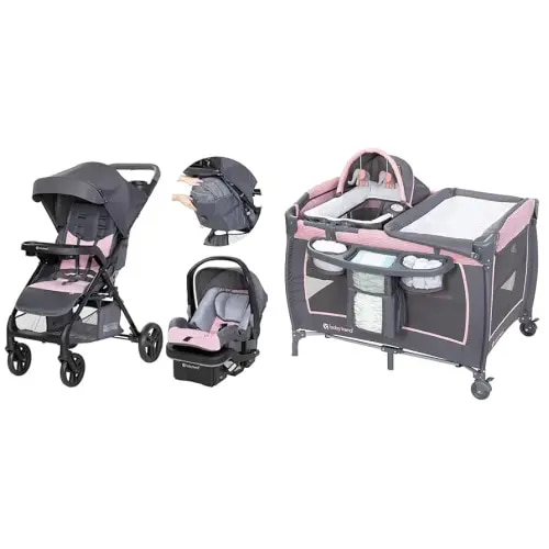 Baby Trend Passport Cargo Travel System, Pink Bamboo with Lil' Snooze Deluxe III Bassinet