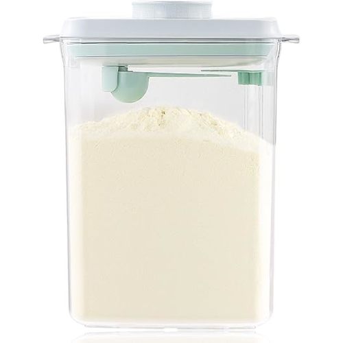 Baby Milk Powder Container - 2300ml Air Tight Formula Dispenser with Spoon and Scraper, BPA-Free, Clear, 28OZ, 1.76LB, 800g