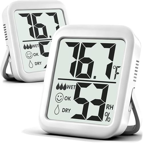 2 Pack Room Thermometer for Home, Hygrometer Indoor Humidity Meter Gauge, Digital Temperature and Humidity Monitor Sensor for House, Terrarium, Incubator, Greenhouse - Battery Included