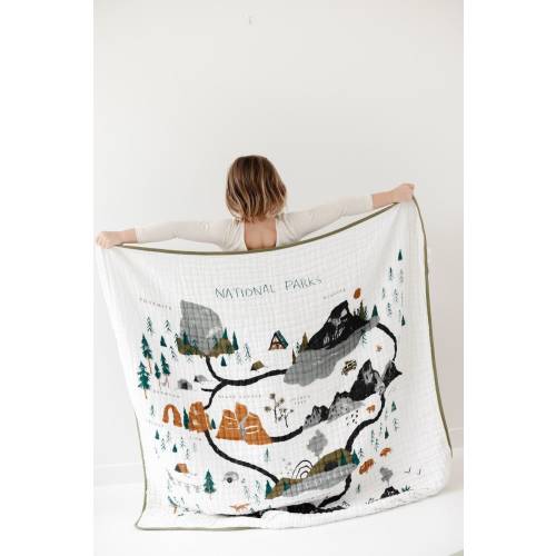 MyCozzyHome National Parks Throw Blanket | 100% Muslin Cotton Throw Blanket | Gift For Baby