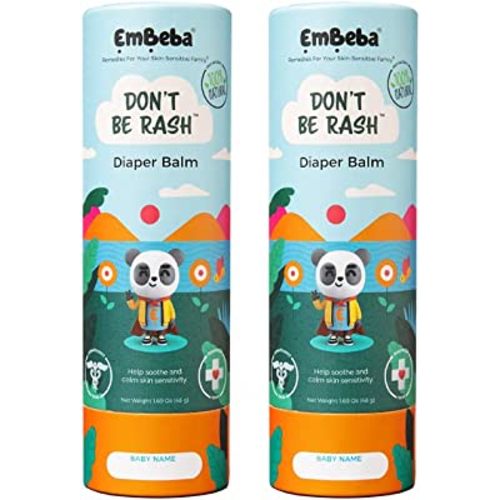 Natural Diaper Rash Cream for Baby with Sensitive Skin | Travel Friendly Baby Rash Ointment with Built-in Diaper Balm Stick Roll-On Applicator, All Over Herbal Skin Care, 2 Pack