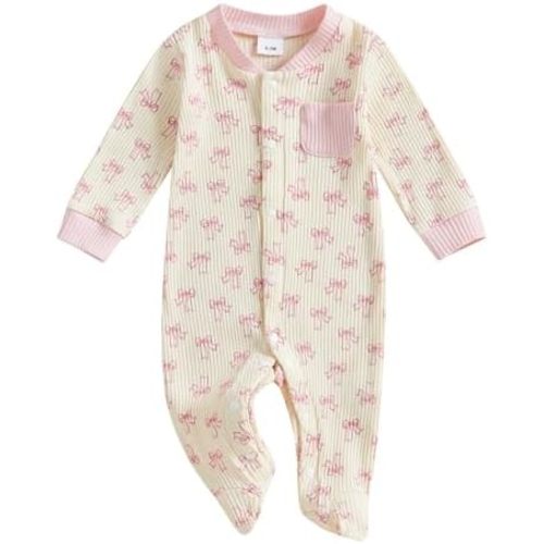 Newborn Baby Boy Girl Clothes Color Block Footies Romper Bodysuit Jumpsuit Button Footed Coming Home Outfits