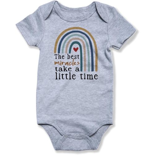 hrcfbk Newborn Infant Baby Boys Girls Rainbow Bodysuit Short Sleeve Funny Romper Reveal Pregnancy Announcement