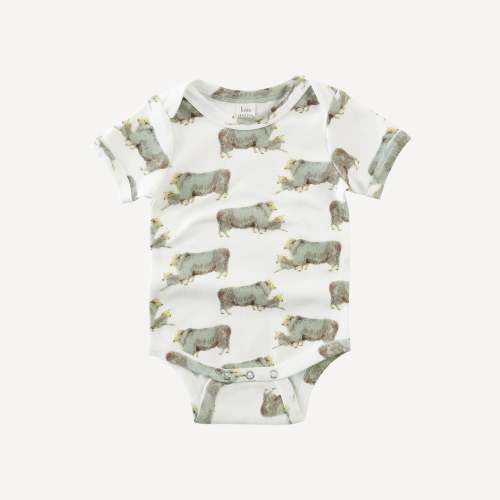 short sleeve lap neck bodysuit | sheep family | organic cotton interlock