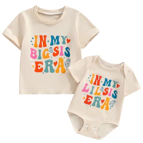 Big Sister Little Sister Matching Outfit Shirt Set In My Big Sis/Little Sis Era T-shirt and Bodysuit Sibling Clothes