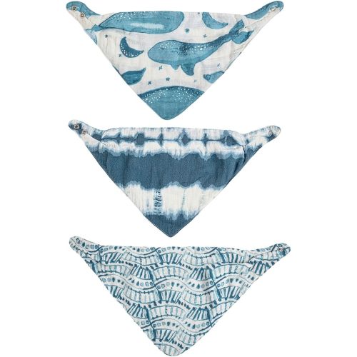 Crane Baby Soft Muslin Baby Bib Set, Adjustable and Absorbent Bandana Style Bibs for Boys and Girls