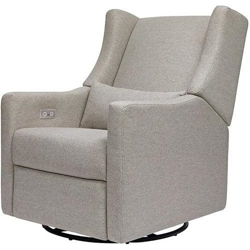 Babyletto Kiwi Electronic Power Recliner and Swivel Glider with USB Port in Performance Grey Eco-Weave, Water Repellent & Stain Resistant, Greenguard Gold and CertiPUR-US Certified