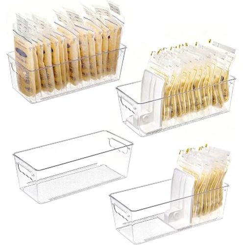 Vtopmart 4 Pack Breast Milk Storage Bags Container with Adjustable Dividers
