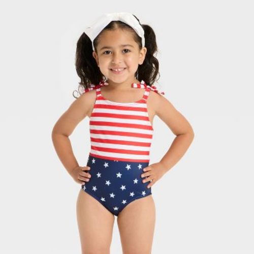 Toddler Girls' Stars and Stripes 4th of July One Piece Swimsuit with Bows - Cat & Jack™