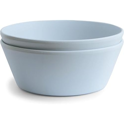 mushie Round Dinnerware Bowls for Kids | Made in Denmark, Set of 2 (Powder Blue)