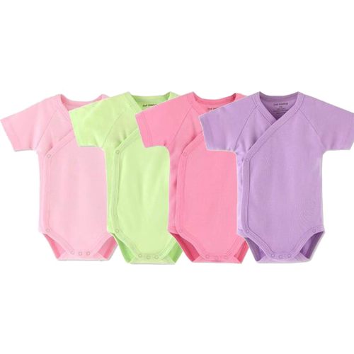 Baby Boys Girls Short Sleeves Kimono Clothes Cotton Baby Side-Snap Bodysuit Pack of Baby Layette Set