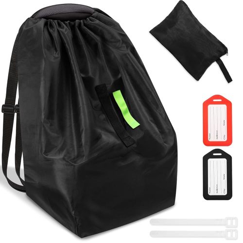 Car Seat Bags For Airplane Travel, Durable Carseat Cover For Air Travel Car Seat Travel Bag with Shoulder Straps and 2pcs Luggage Tags For Airplane