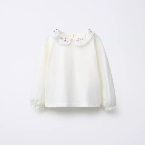 PETER PAN COLLAR FLORAL TRIM TOP - Light ecru | ZARA United States