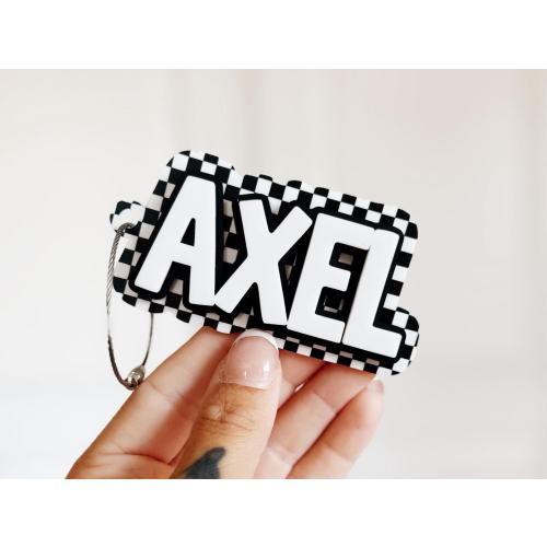 Checkered Name Tag | Backpack Name Tag | Backpack Keychain | Diaper Bag Tag | Lunch Box Tag | Personalized Keychain | Kids Name Keychain