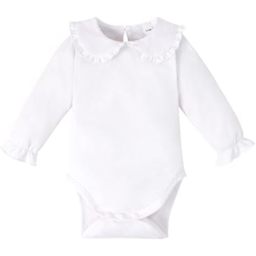 0-24M Infant Girl Peter Pan Collar Romper Baby Long Sleeve Bodysuit Girls Ruffle Jumpsuit Casual Winter Tops