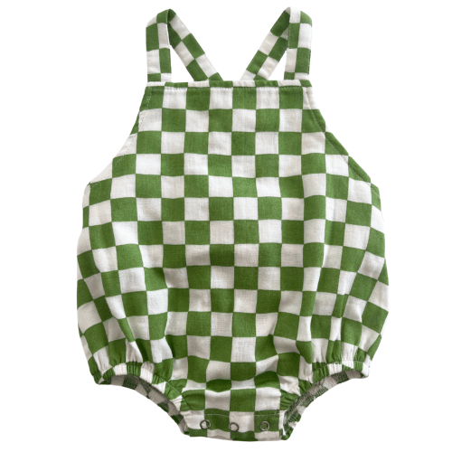Lime Checkerboard / Organic August Sunsuit