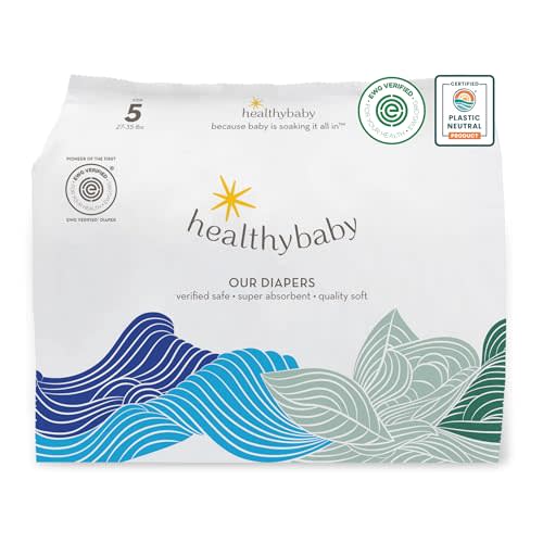 Our Diapers | EWG Verified Safe & Plant-Based Diapers | Leak Protection | Soft Organic Cotton Shell | Chlorine-Free Diaper for Sensitive Skin | Size 5 (27-35 lbs) 30 Count