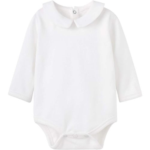 pureborn Baby Boys Girls Bodysuit Super Soft Cotton Romper 0-24 Months - Solid White - 3-6 Months