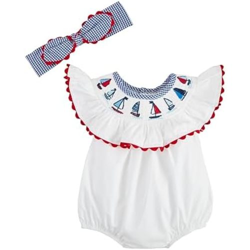 Mud Pie baby-boys Mud Pie Children's Smocked Sailboat Bubble