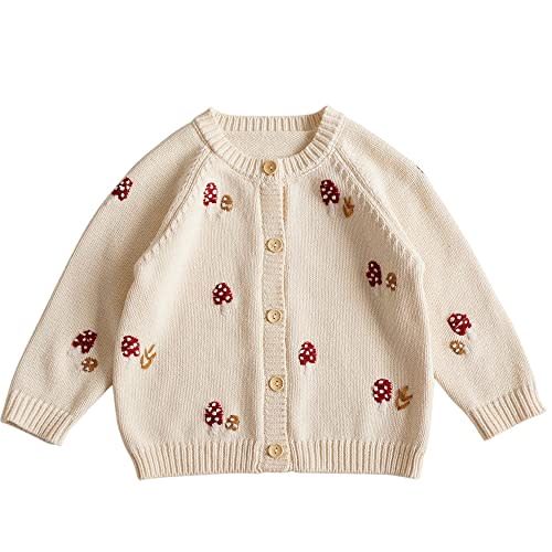 Baby Girls Knitted Cardigan Sweater Crewneck Knit Crochet Button Closure Cardigan Tops Coat Outwear for Toddler