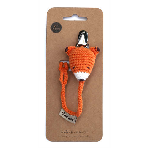 Fox pacifier clip
– Cheengoo