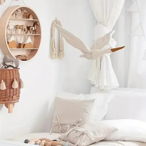 Swan Wall Decor Hanging Stuffed Toy for Kids Room, Nursery Room Decor, Crib Mobile (White)