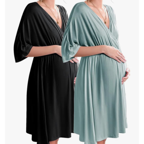 Ekouaer 2 Pack Maternity and Nursing Dress