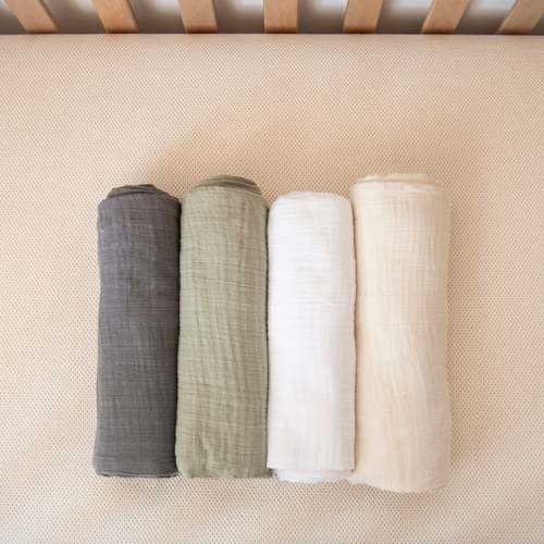 Organic Muslin Swaddle Blankets 4-Pack | GOTS-Certified Cotton | Naturepedic