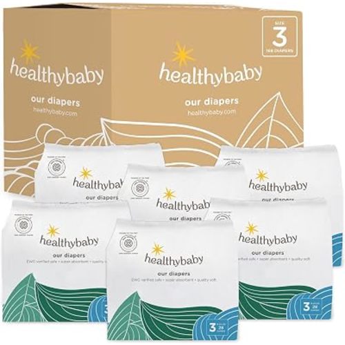 HealthyBaby Non-Toxic Diapers for Sensitive Skin - Size 3, 168 Count
