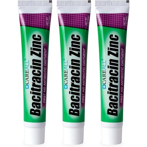 CareAll Bacitracin Antibiotic Zinc Ointment 1oz (3 Pack). First Aid Ointment to Prevent and Heal Infections for Minor cuts, Scrapes and Burns.