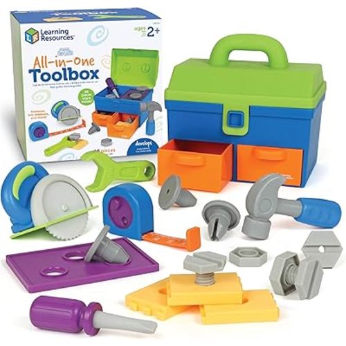 Learning Resources New Sprouts All-in-One Toolbox, 18 Pieces, Ages 2+, Toddler Activities, Preschool Learning Activites, Montessori Toys